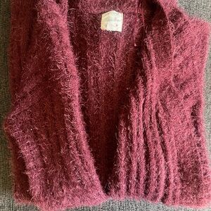 Hippie Rose Plush Maroon Cardigan